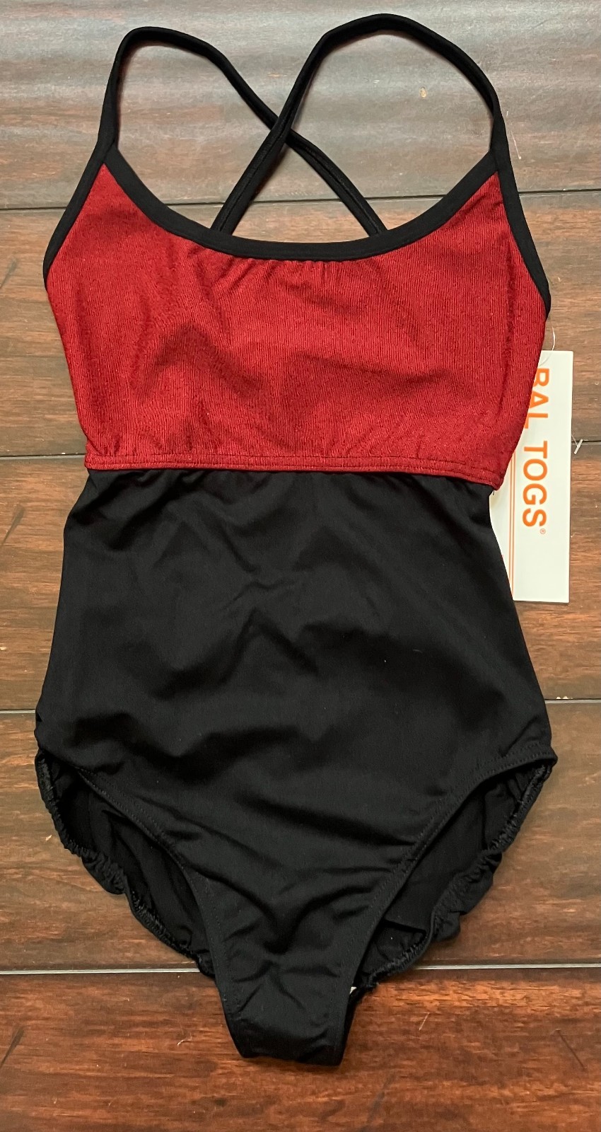 NWT Baltogs Petite Adult Red/Black w Cross Straps on Back Ballet Dance Leotard