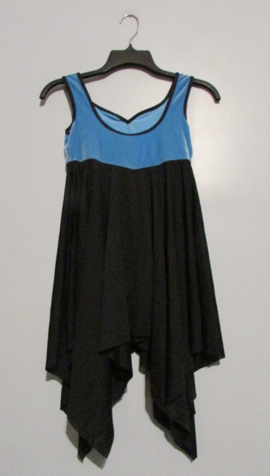 Girls Blue & Black Lyrical Dance Dress Size CLA Child Large-Seems Bigger EUC!!!