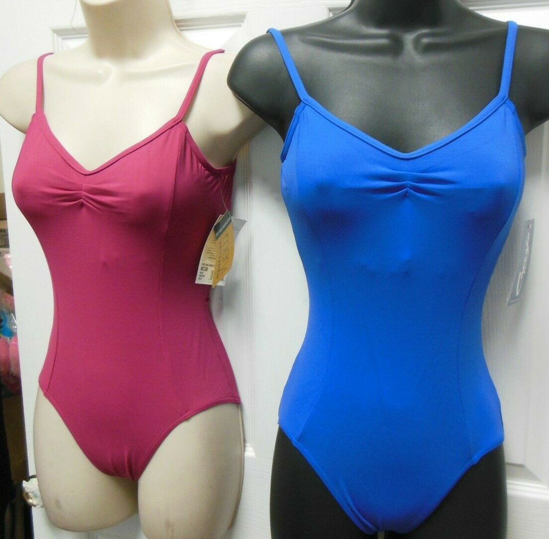 Capezio MC100 Camisole Princess seam pinch front Leotard Blue Mulberry adult