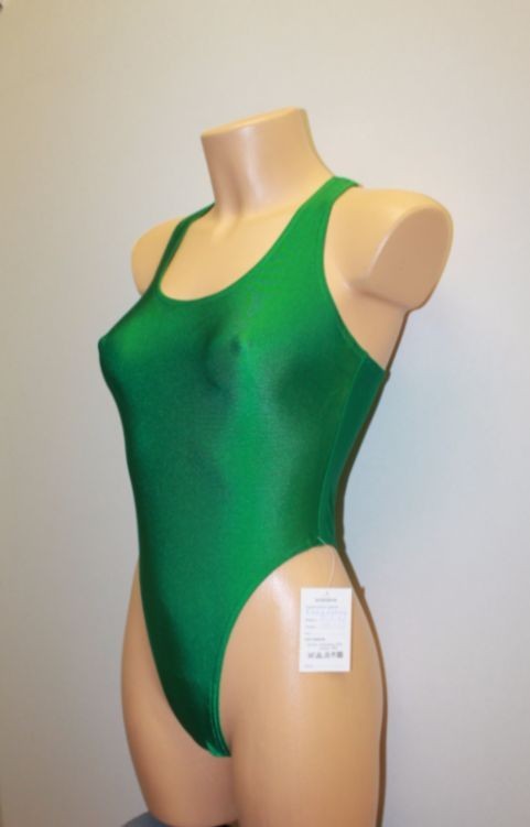 Women Thong One-piece Leotard 202-03 Racerback Green Spandex Size L