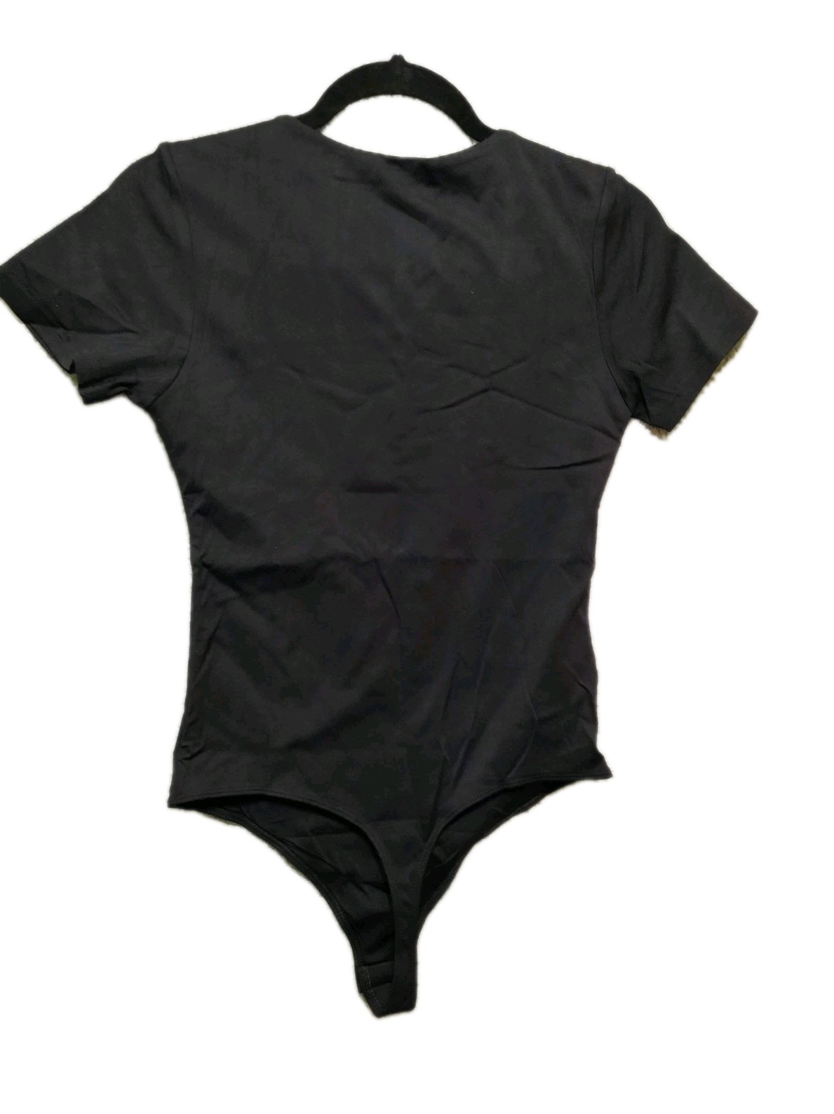 Black Short Sleeve Bodysuit Snap Closure Women’s Size Medium Stretch Capsule