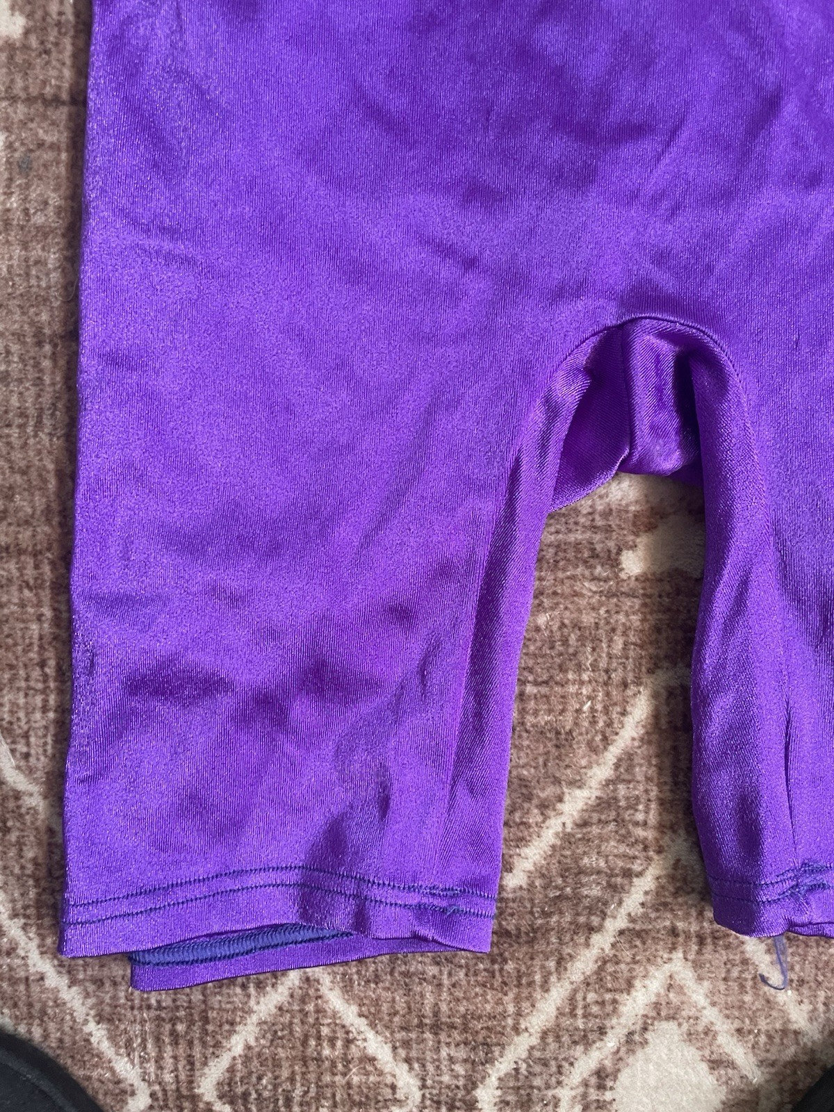 VINTAGE 80s Neon Purple Shiny Spandex Unitard biketard shorts Bodysuit S Used