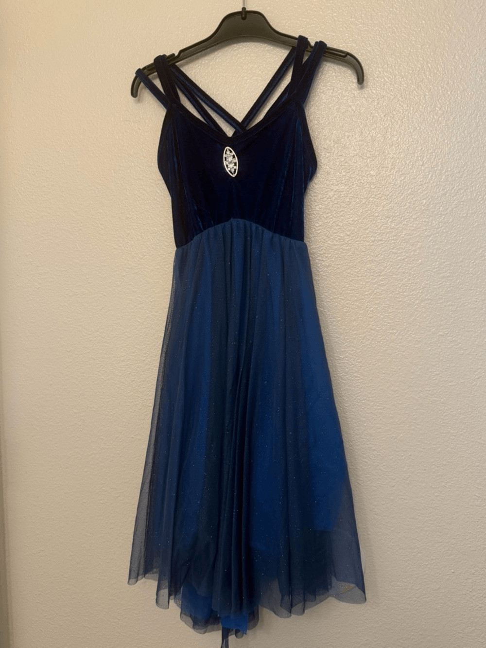 Revolution Dance costume blue velvet tutu dress 023 SA-Small adult