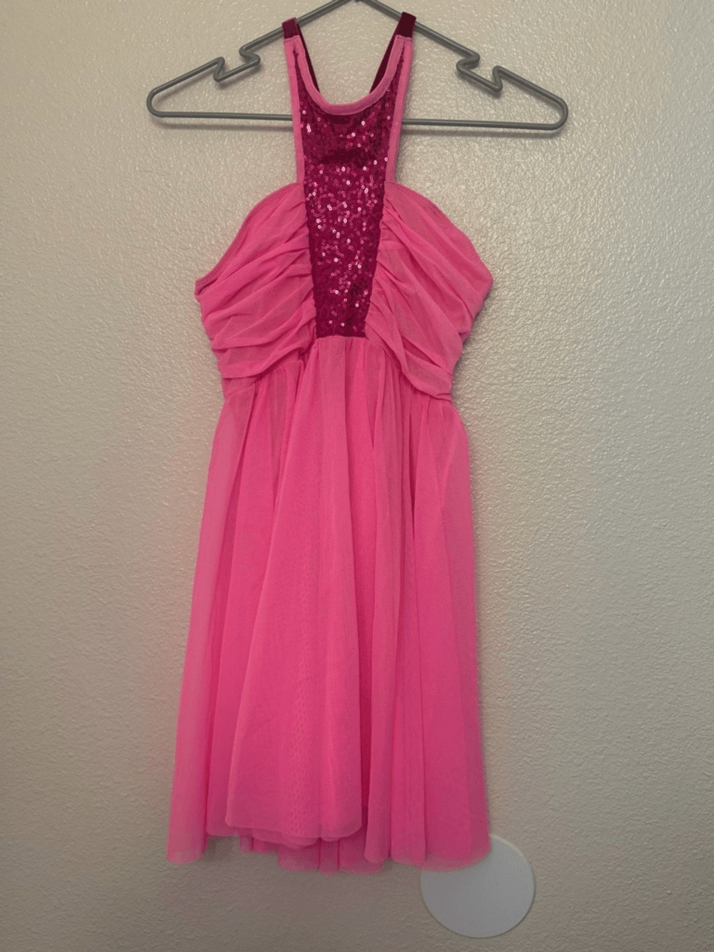 Art Stone Dance Costume hot pink mesh slip dress lyrical 0241 MA-Medium adult