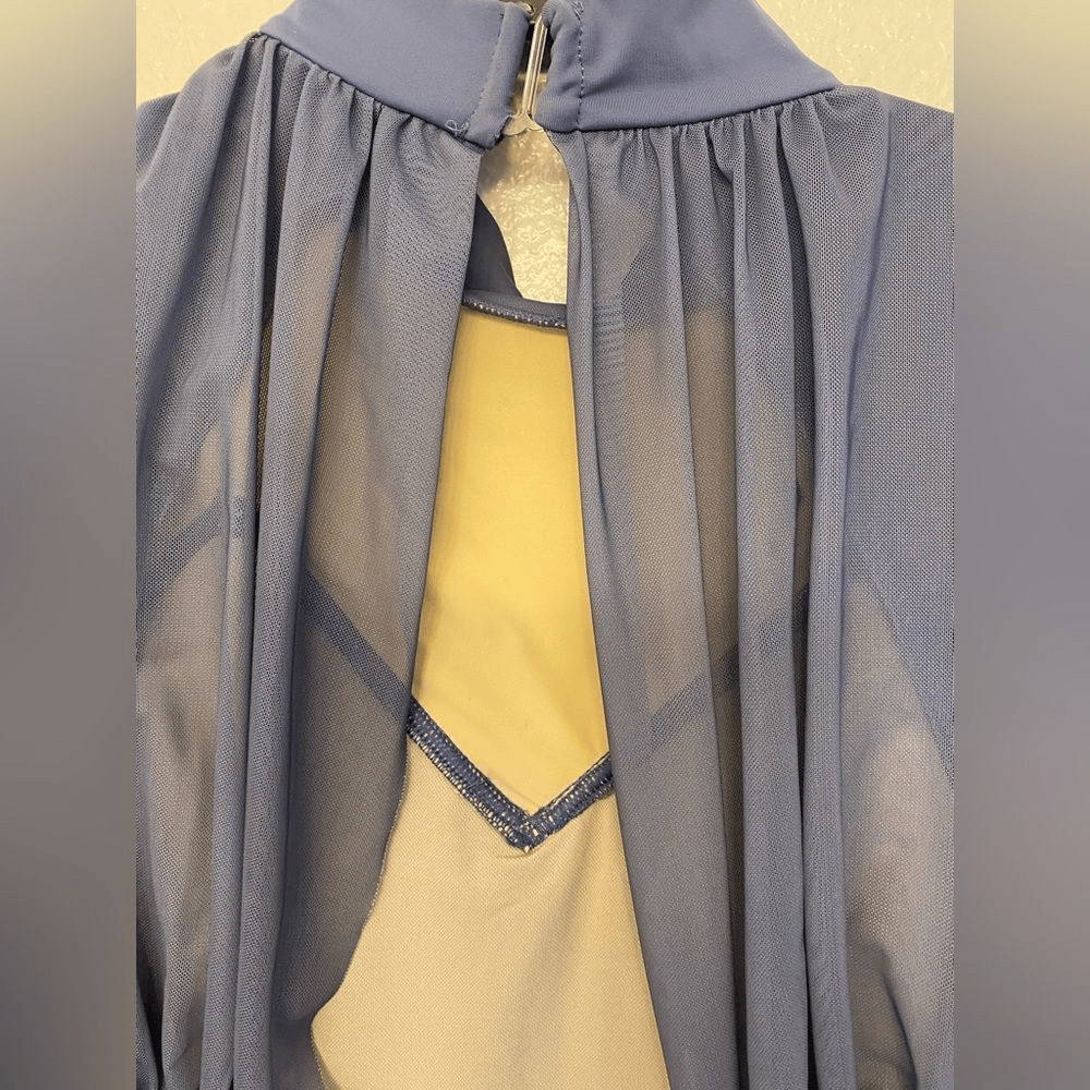 WEISSMAN Dance costume mesh dress blue stones What The World Needs Now 13872 XLA