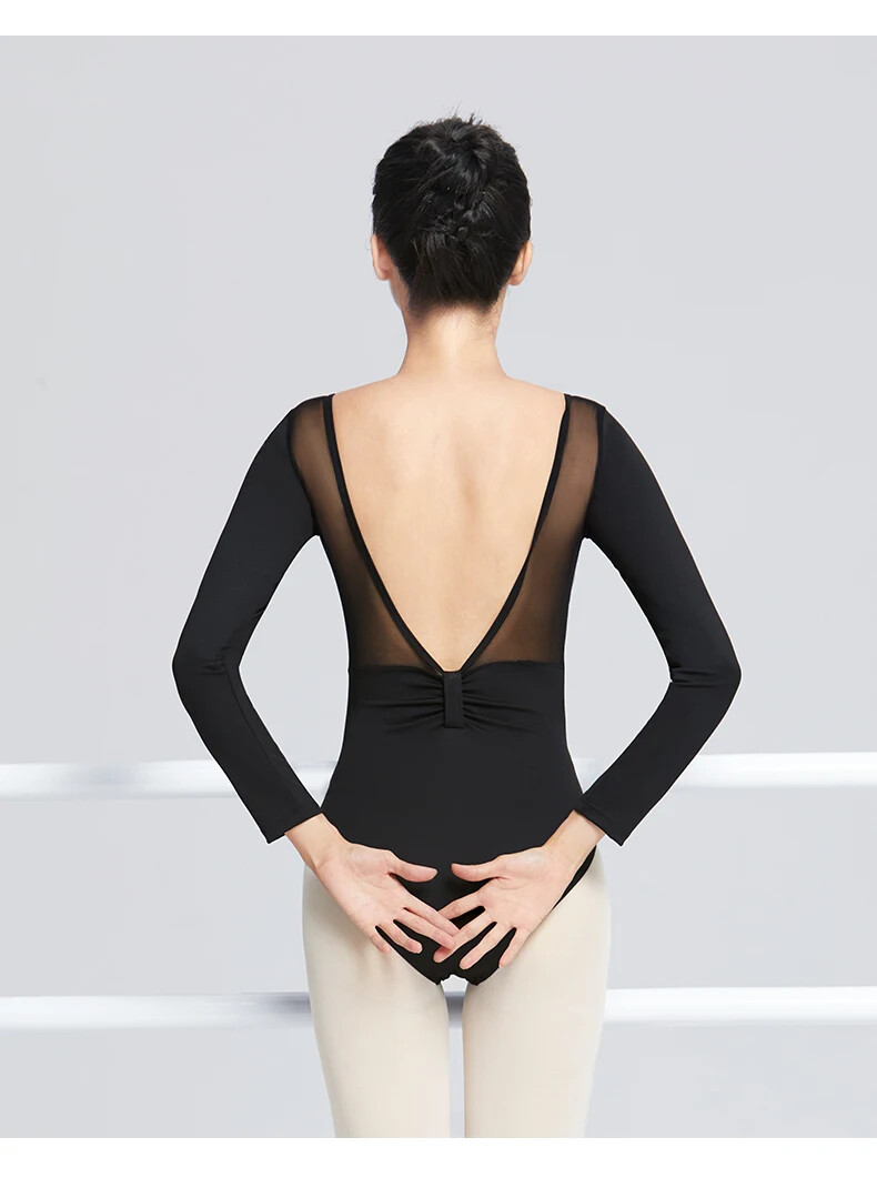 Ballet Leotards for Women Adult V-neck Dance Leotards Nylon Mesh Backless