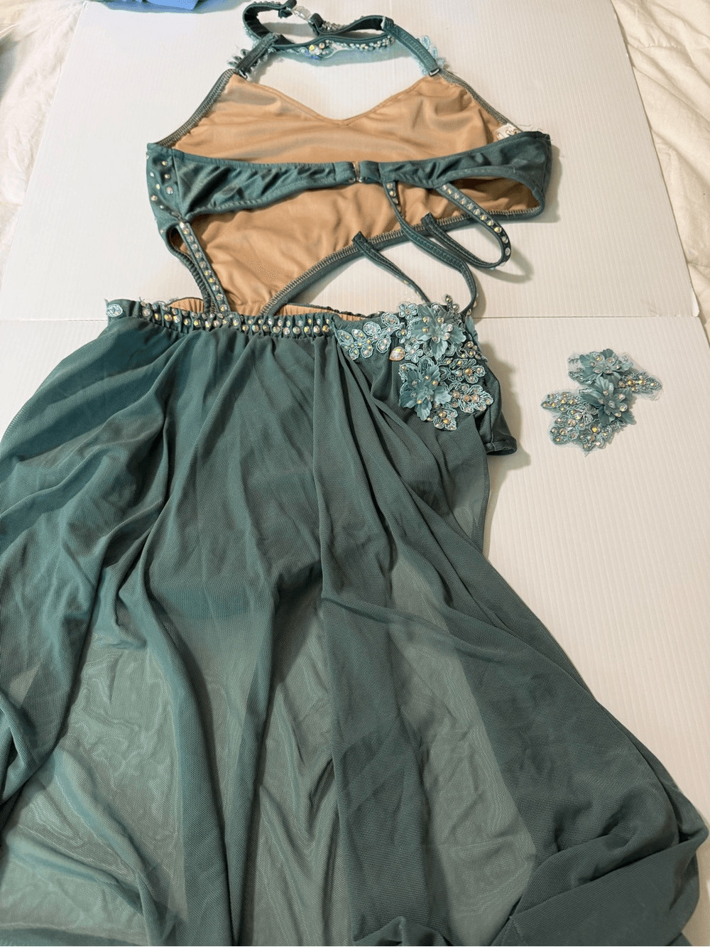 Glamour solo dance costume Jealous 24-221 green lyrical contemporary LA adult