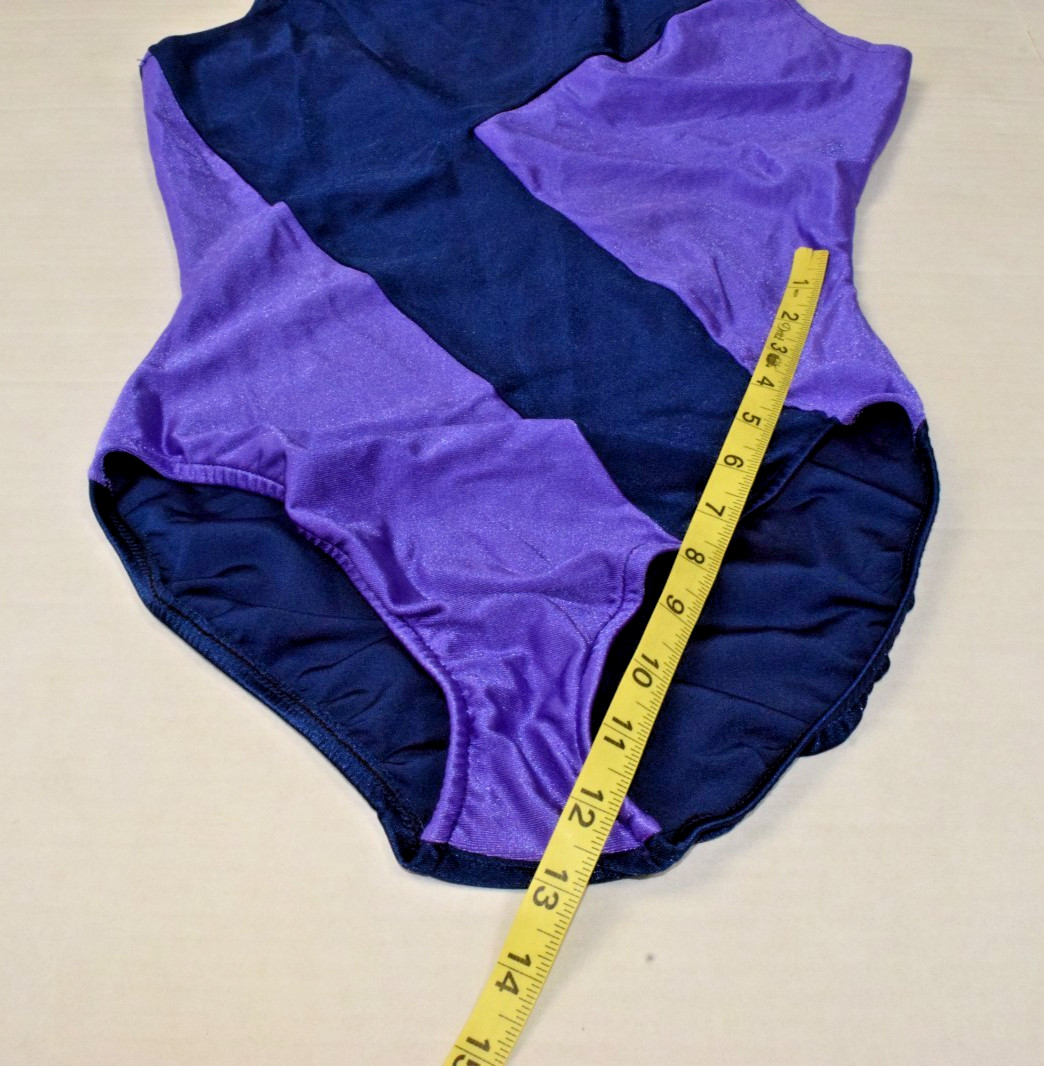 Vintage Leotard Flexatard Gilda Marx 70s Violet Navy Diagonal Shimmer Made USA