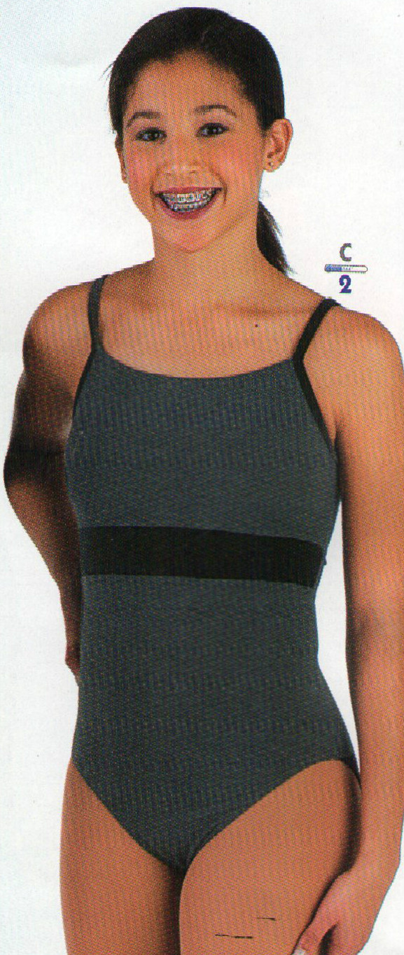 NWT 2 Tone Empire Camisole cotton Spandex Child & Ladies Gray Black Velvet Band