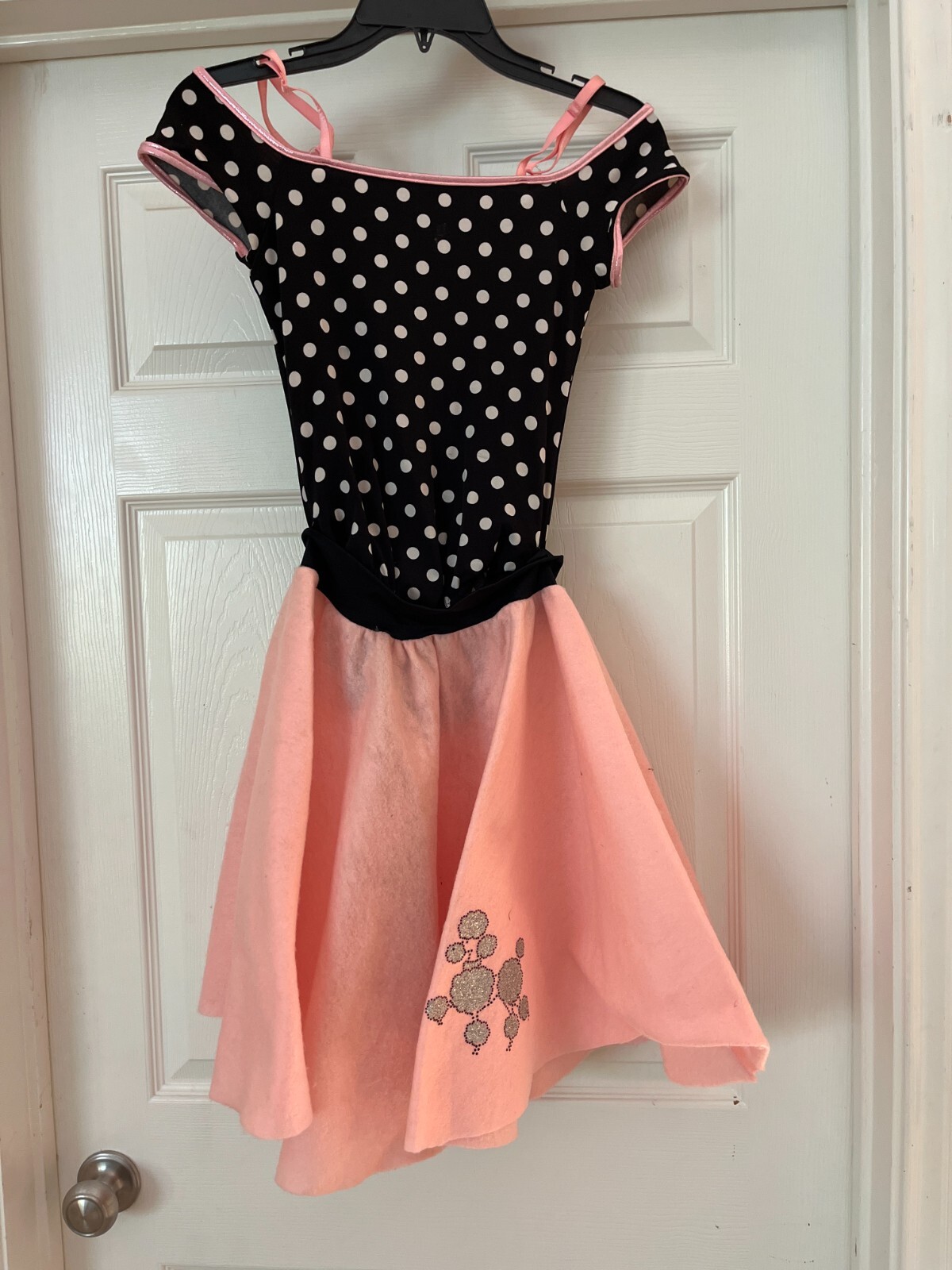Creations by Cici Black Polka Dot Leotard with Pink Felt Skirt Adult Small