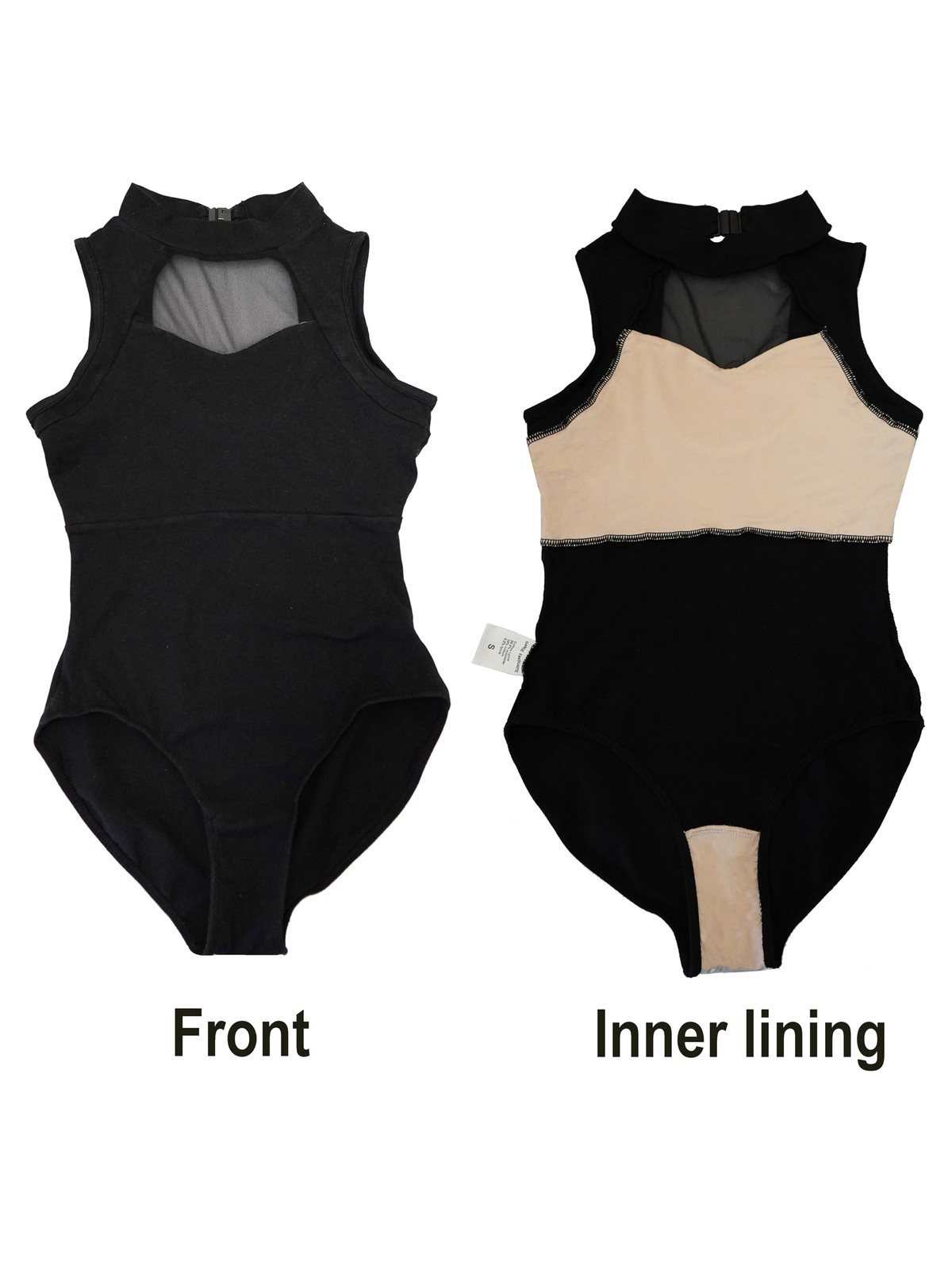 Girls Womens High Neck Leotard 03D0330 Mesh Panel Open Back Ballet Yoga