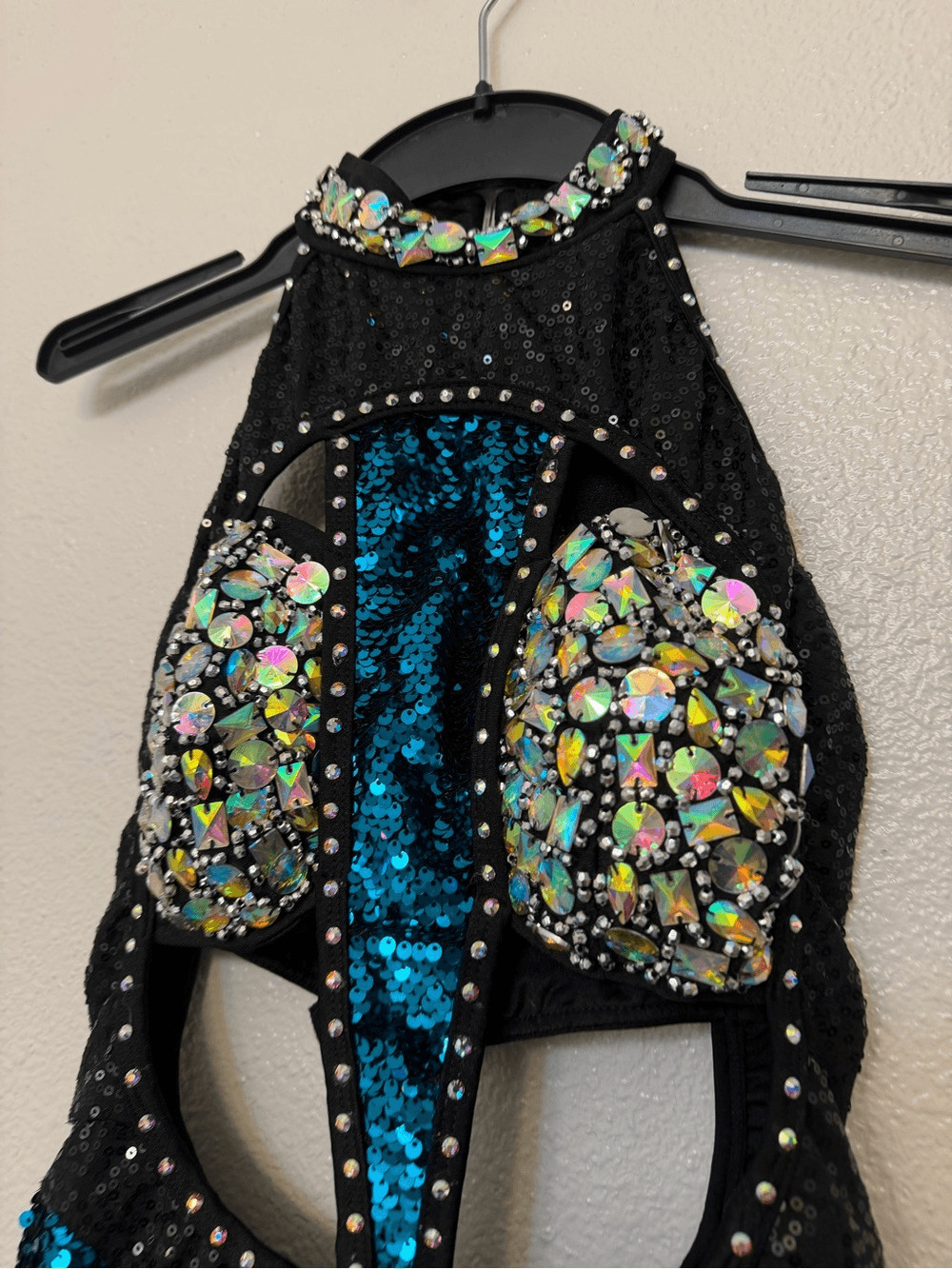 Glamour Solo Dance Costume Blue Black Embellish 5549 MA Adult Jazz Contemporary