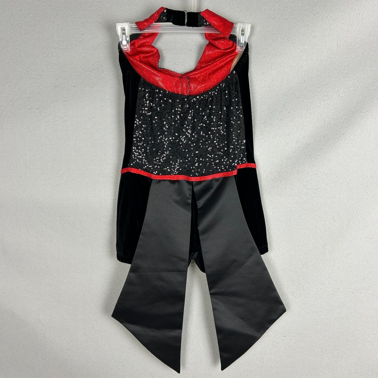 Mara Jazz Dance Leotard Adult Small Black Red Sequin Vest Circus Stage Costume