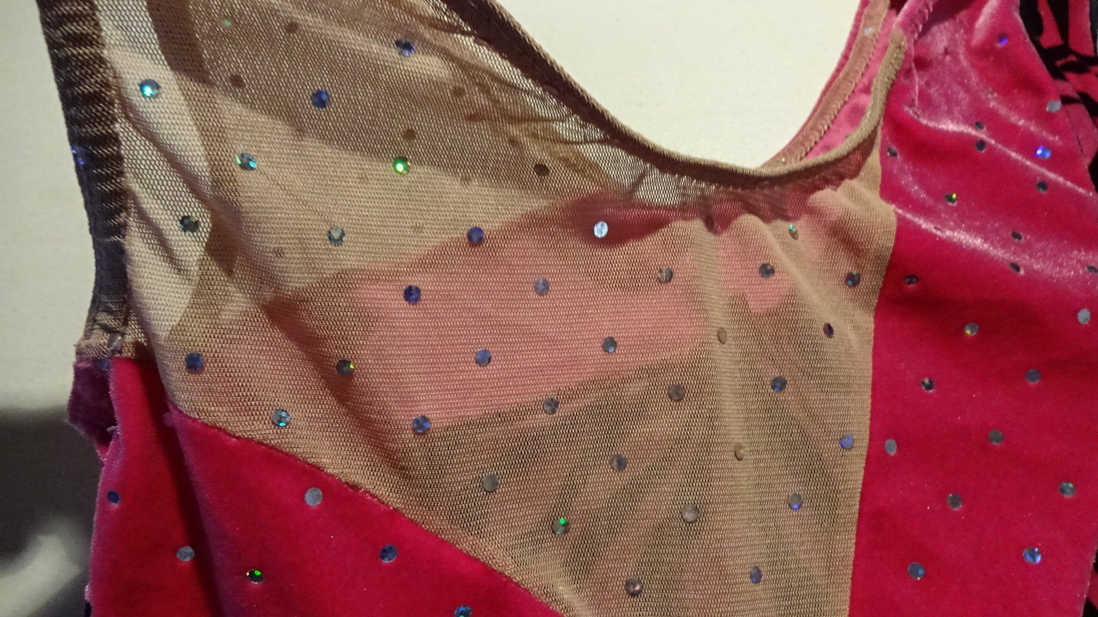DANCE COSTUME Hot Pink & Black Leopard Print Rhinestones Adult Sz 12 – 14