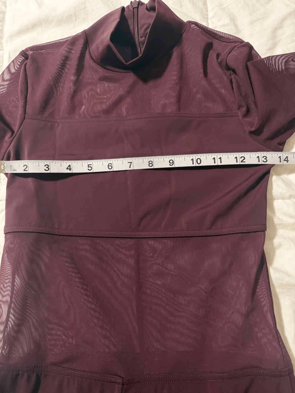 WEISSMAN Balera Dance Costume burgundy Culotte Unitard With Mesh MJ11187 SA