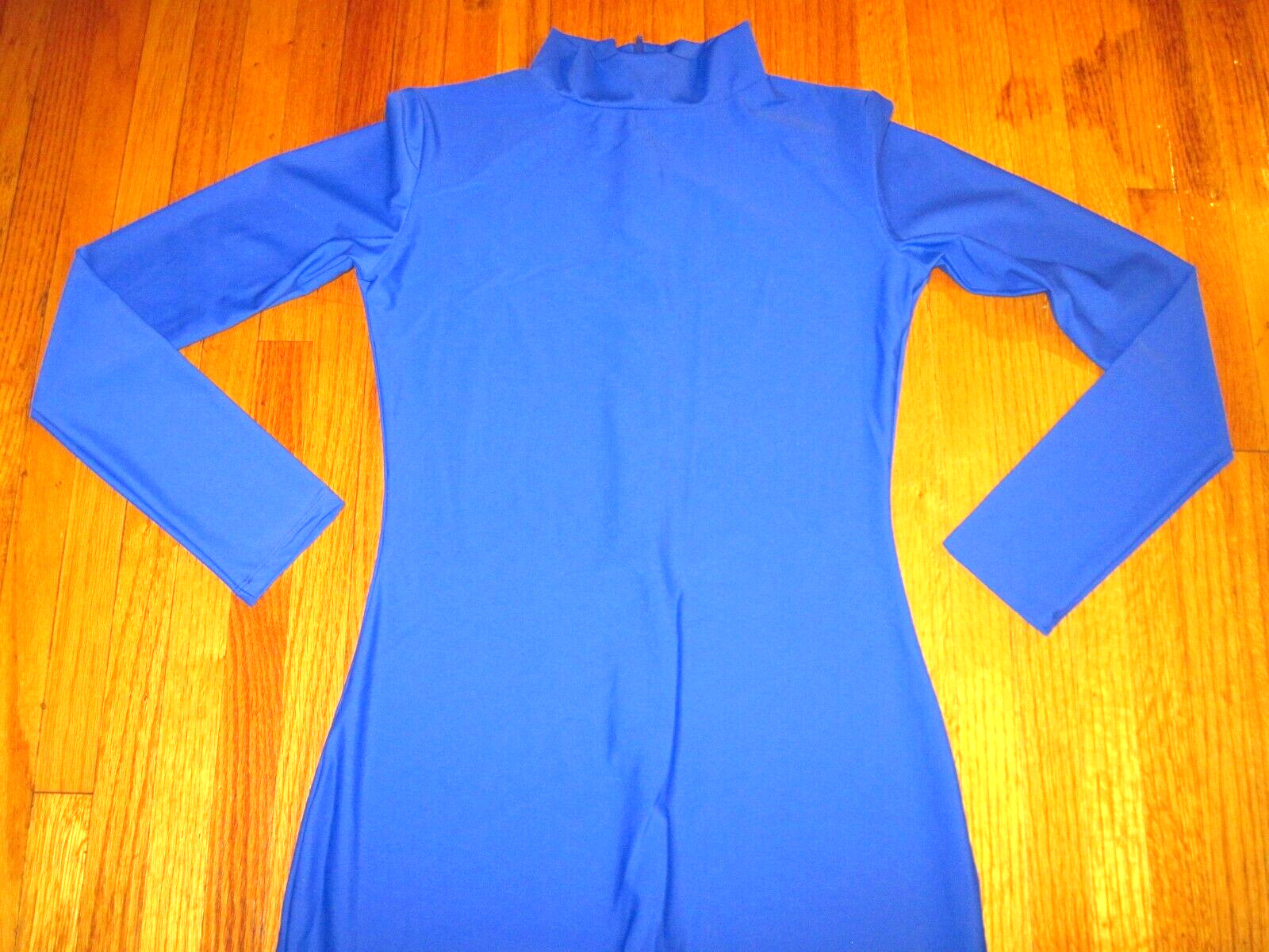 Plus Size Shiny Royal Blue Long Sleeve T Neck Footed Unitard Size 2XL-16-18 New