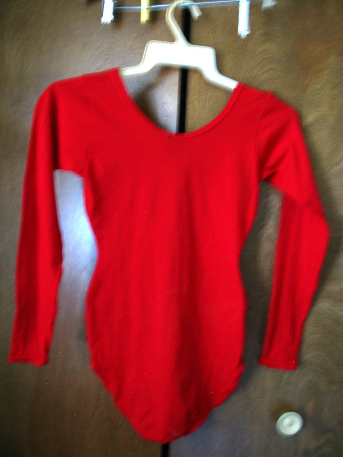 Womens Adult Capezio Dance Leotard Long Sleeves Red Sz Adult M 12-14 Nylon USA