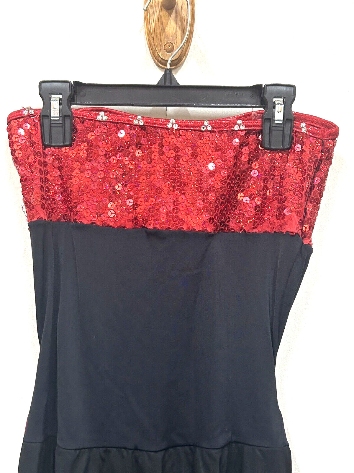 Weissman’s Dance Red Glitter & Black Dance Leotard Halter Dress Size SM Adult