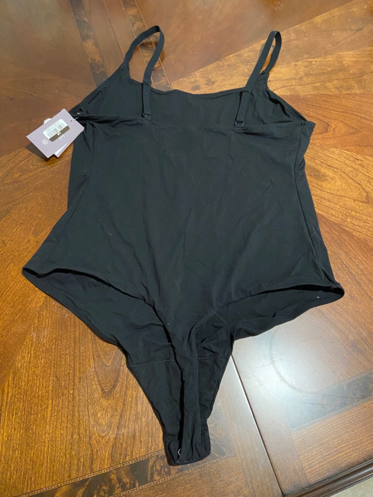 Women’s 4-Way Stretch Thong Cami Bodysuit – Auden – Black – XL