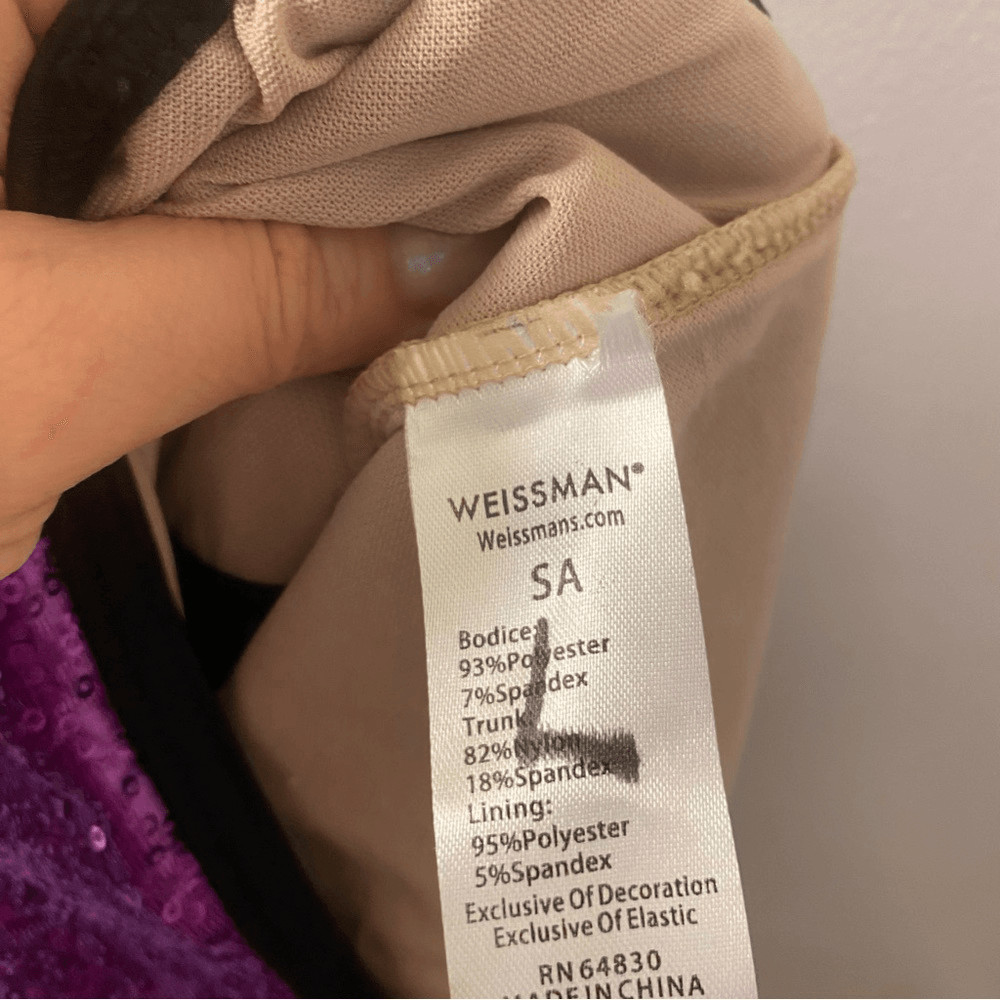 WEISSMAN Dance Costume unitard black purple Cold Heart Snake jazz acro 14693 SA