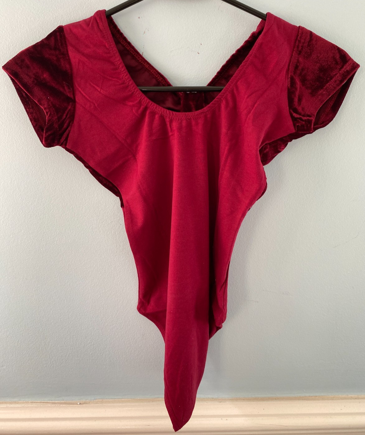 Red Velvet Short Sleeve Ballet Leotard | Affordable Cheap Dancewear