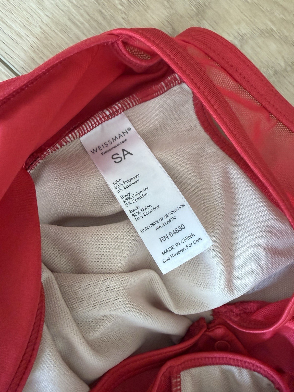 WEISSMAN Elite Dance Costume My Prerogative High Shine Faux Red Leather Sz SA