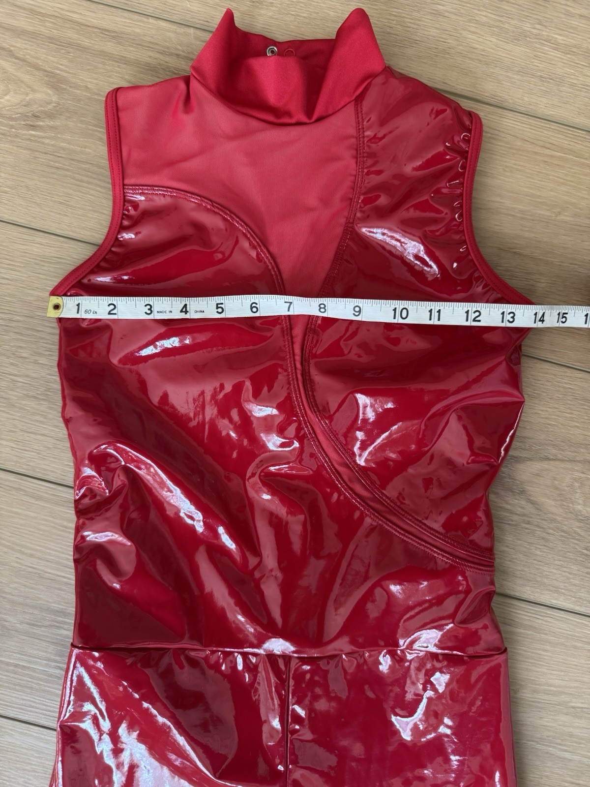 WEISSMAN Elite Dance Costume My Prerogative High Shine Faux Red Leather Sz SA