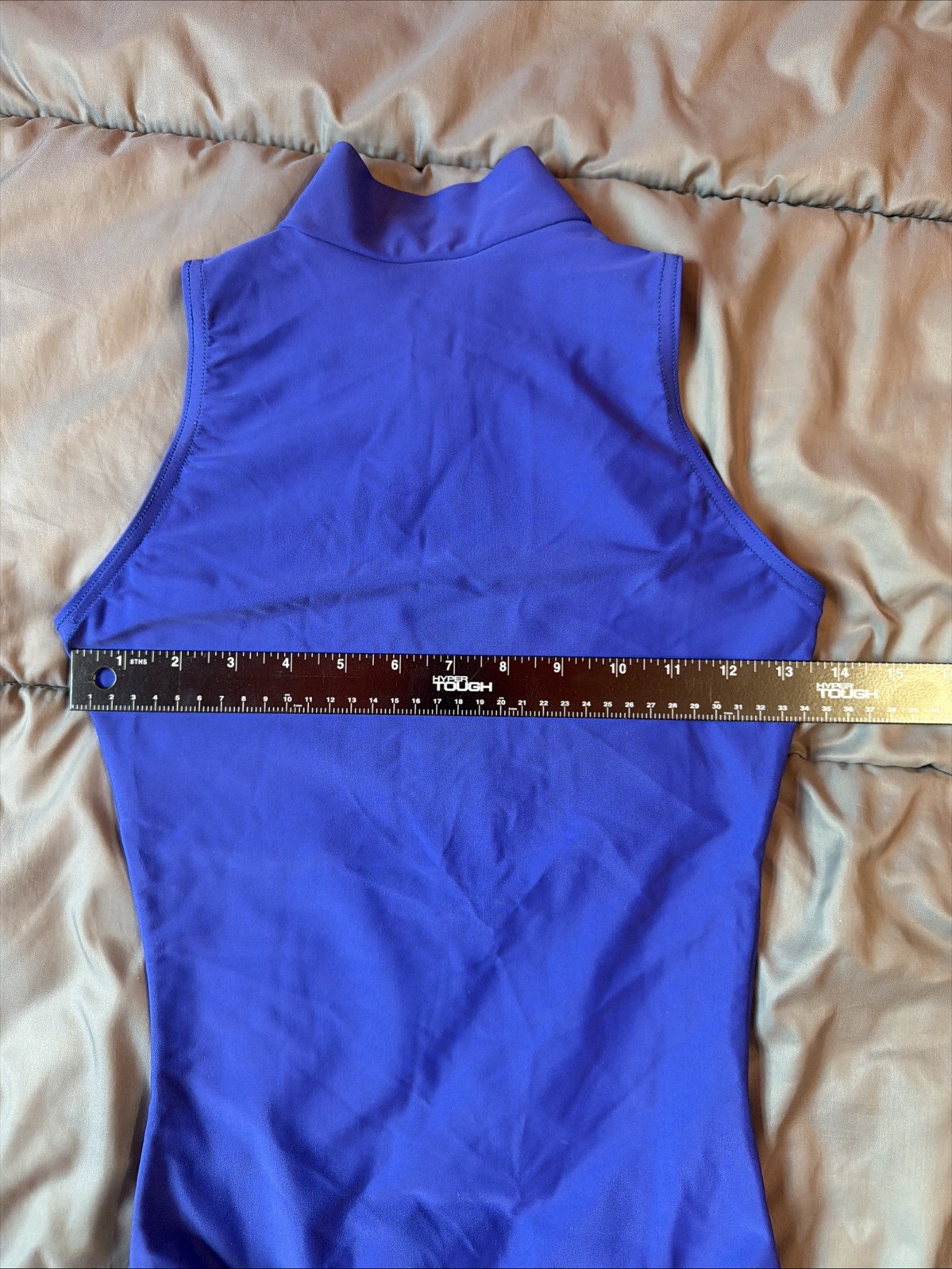 BP Designs Adult Small Blue Mock Neck Zip Front Dance Leotard Sleeveless Ballet