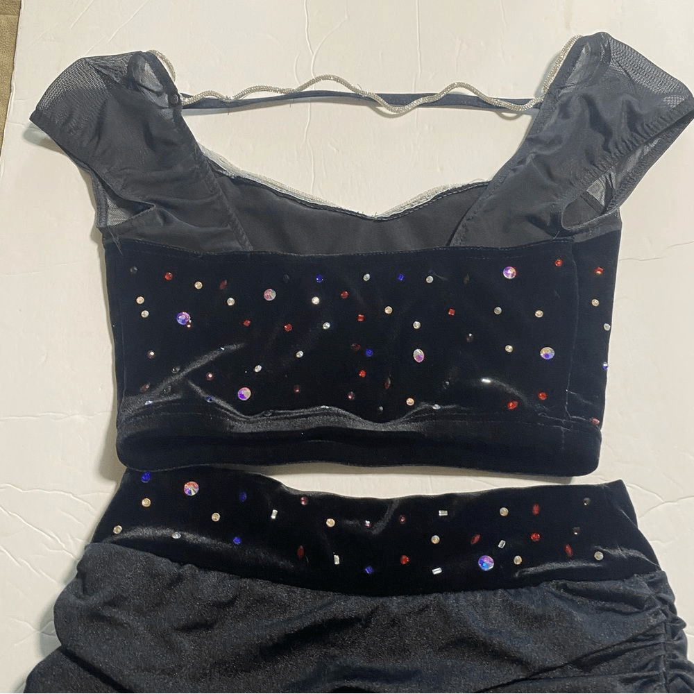 Weissman Elite dance costume 2 piece black Velvet Who Owns My Heart 17834 SA