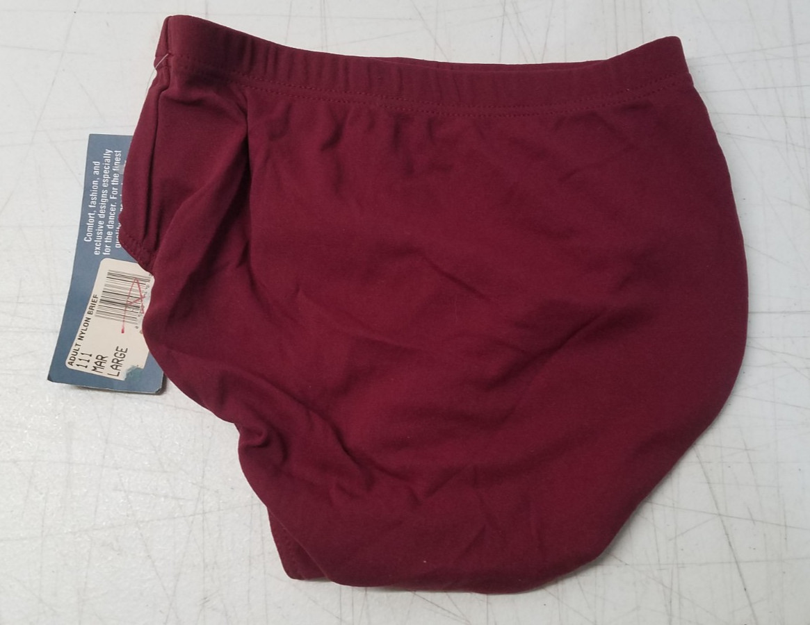 Vintage 1990s Capezio Dance Briefs Style 111 Large 12/14 Maroon Nylon NOS 5135