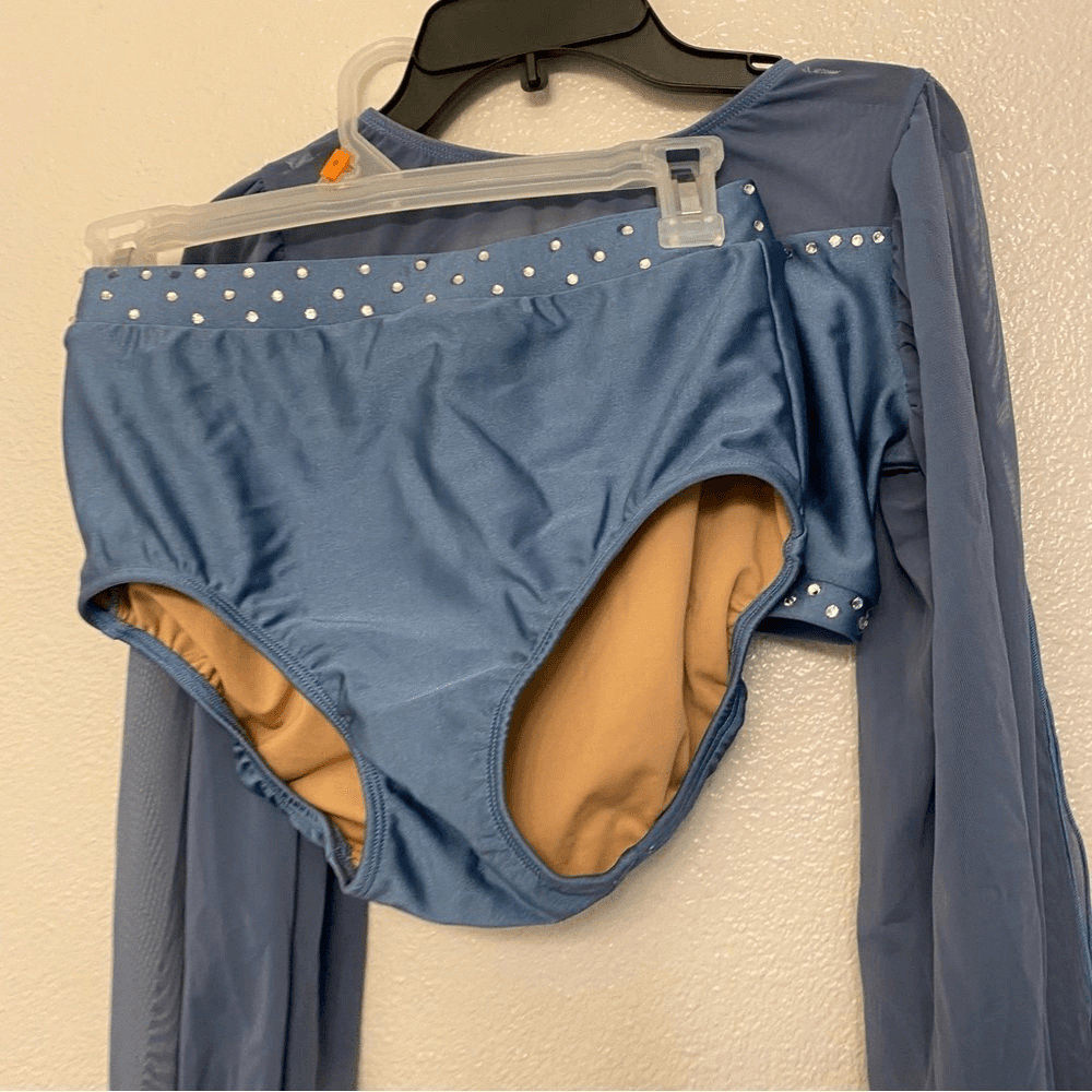 Patrick J Designs Amara Solo Dance Costume Blue Rhinestone 2 Piece MA Adult
