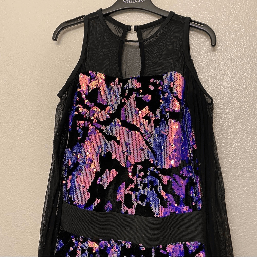WEISSMAN Dance jazz black mesh sequin Costume WANT YOU BACK 10553 MA adult