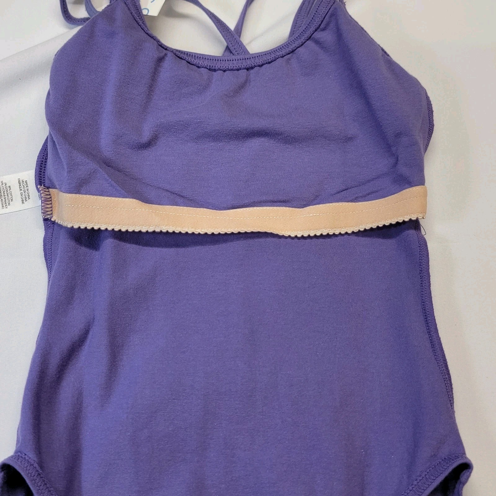 Capezio Double Strap Cami Leotard Purple Spaghetti Straps Criss-Cross Back SZ XS
