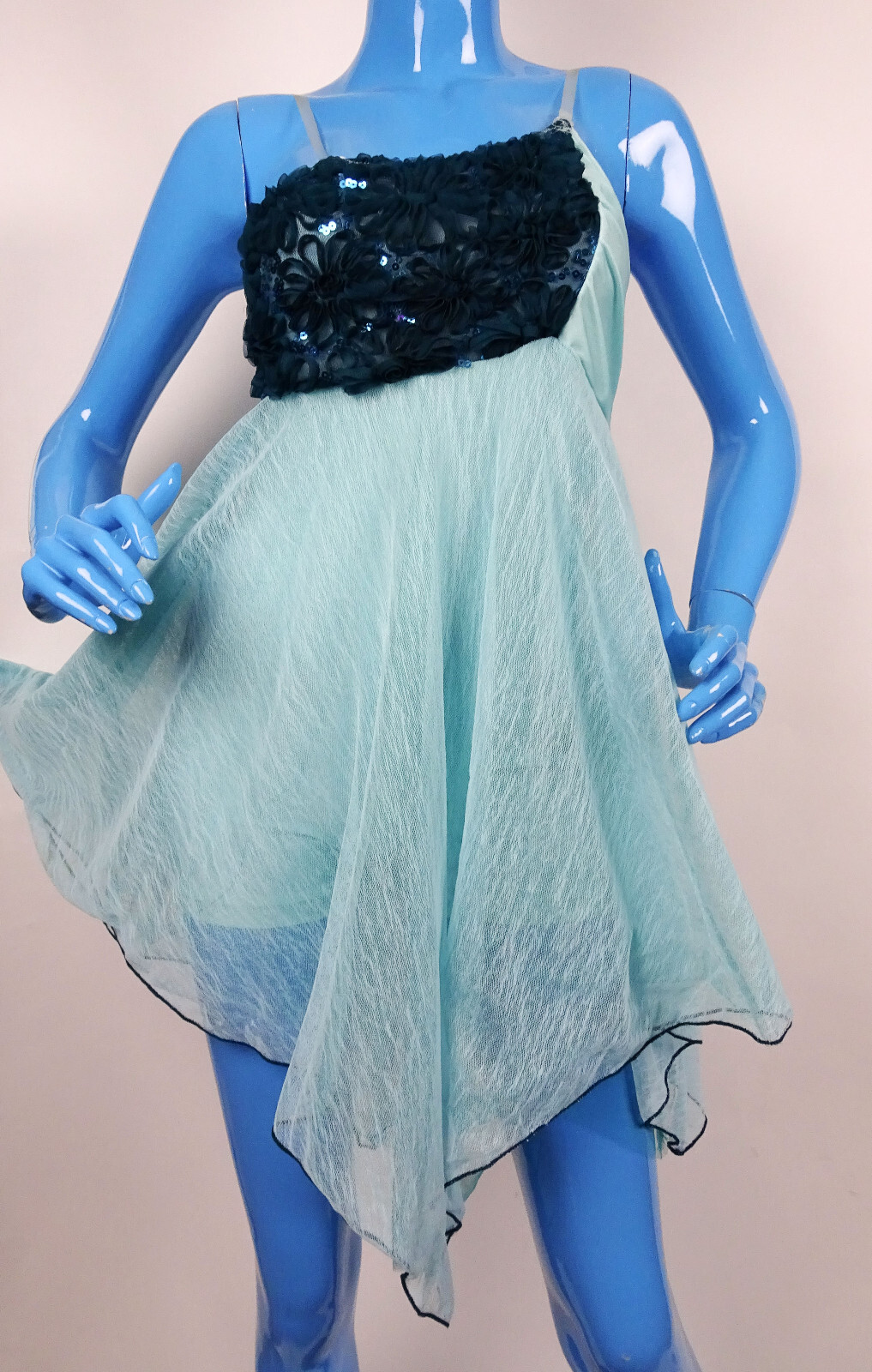 Revolution Dancewear Dance Costume Lyrical Dress Adult M 8 10 Turquoise Green MA