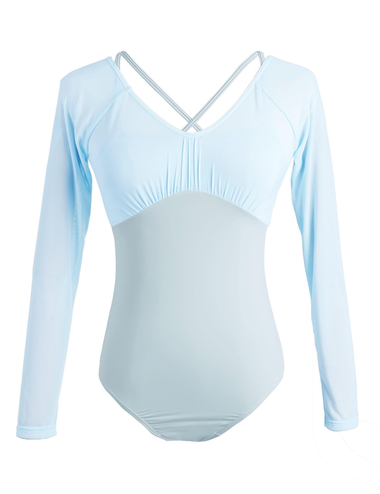 Blue Women Long Sleeve Leotards for Ballet, Dance, Gymnastics, Aerial Yoga, Swim