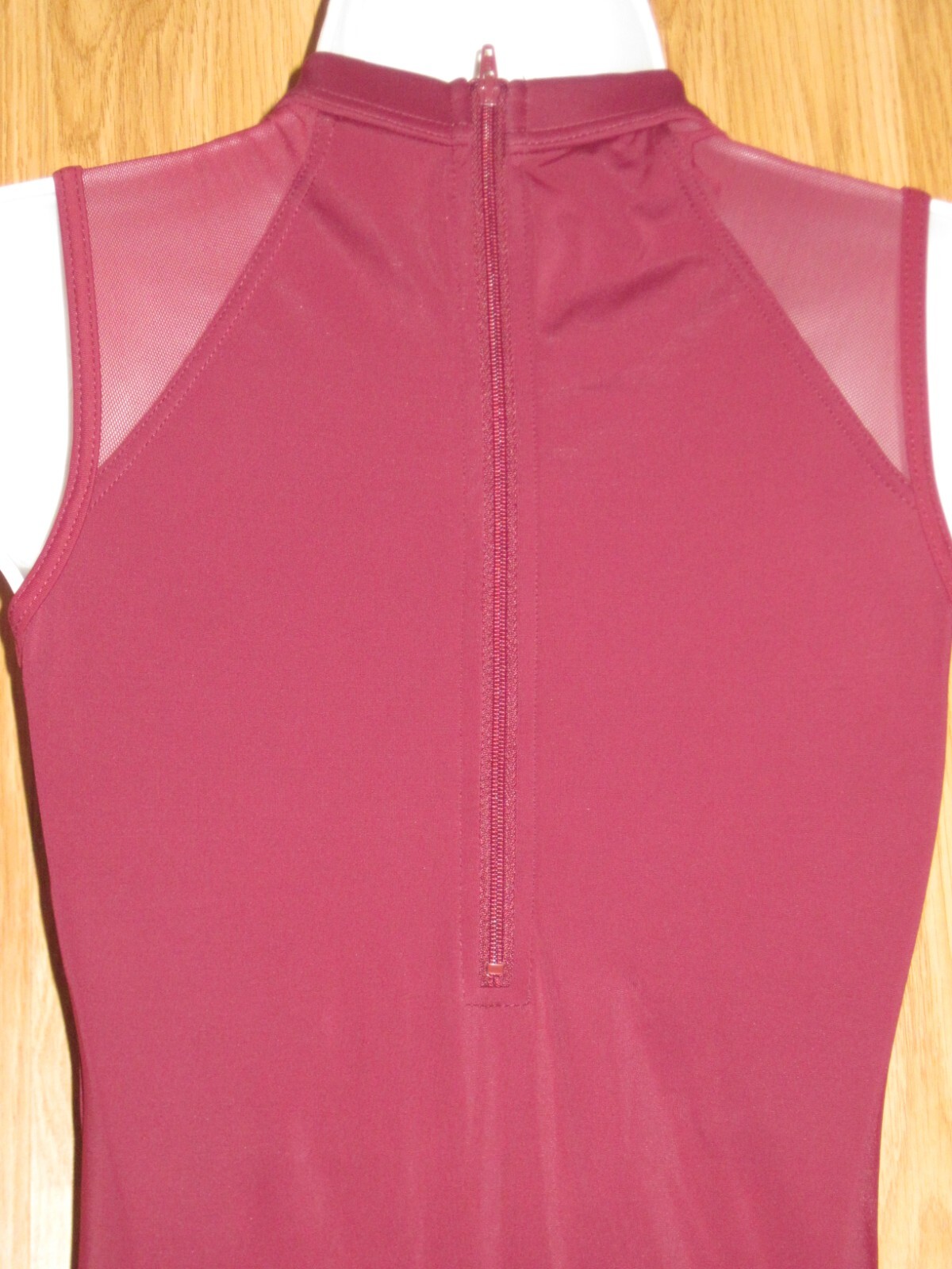 Ballera Shiny Maroon Mesh Sleeveless Leotard Mock Neck Leotard Size Small New