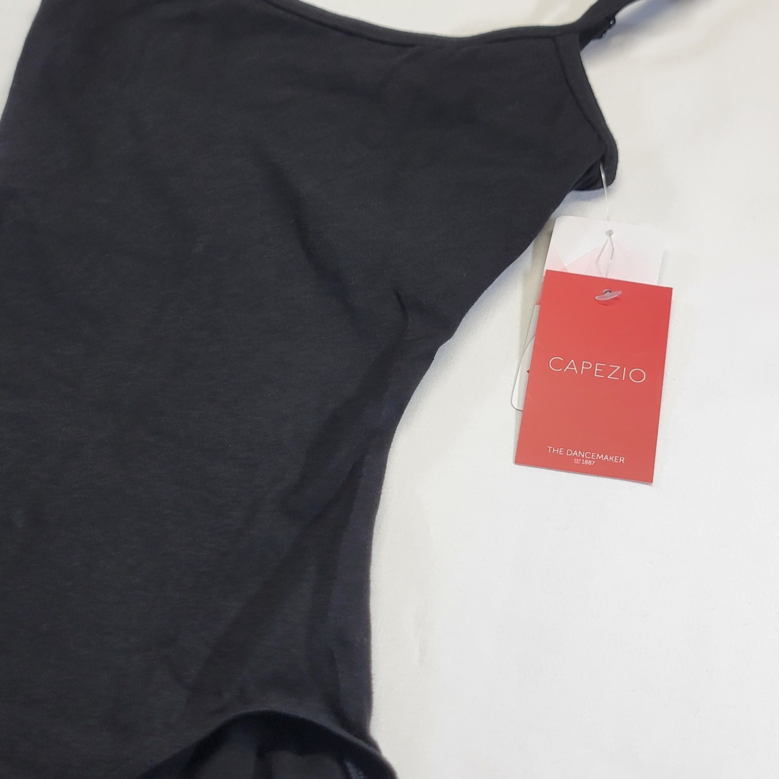 Capezio Strappy Back Camisole Leotard Black Scoop Front Criss-cross Back SZ XSA