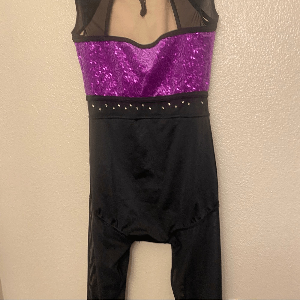 WEISSMAN Dance Costume unitard black purple Cold Heart Snake jazz acro 14693 SA