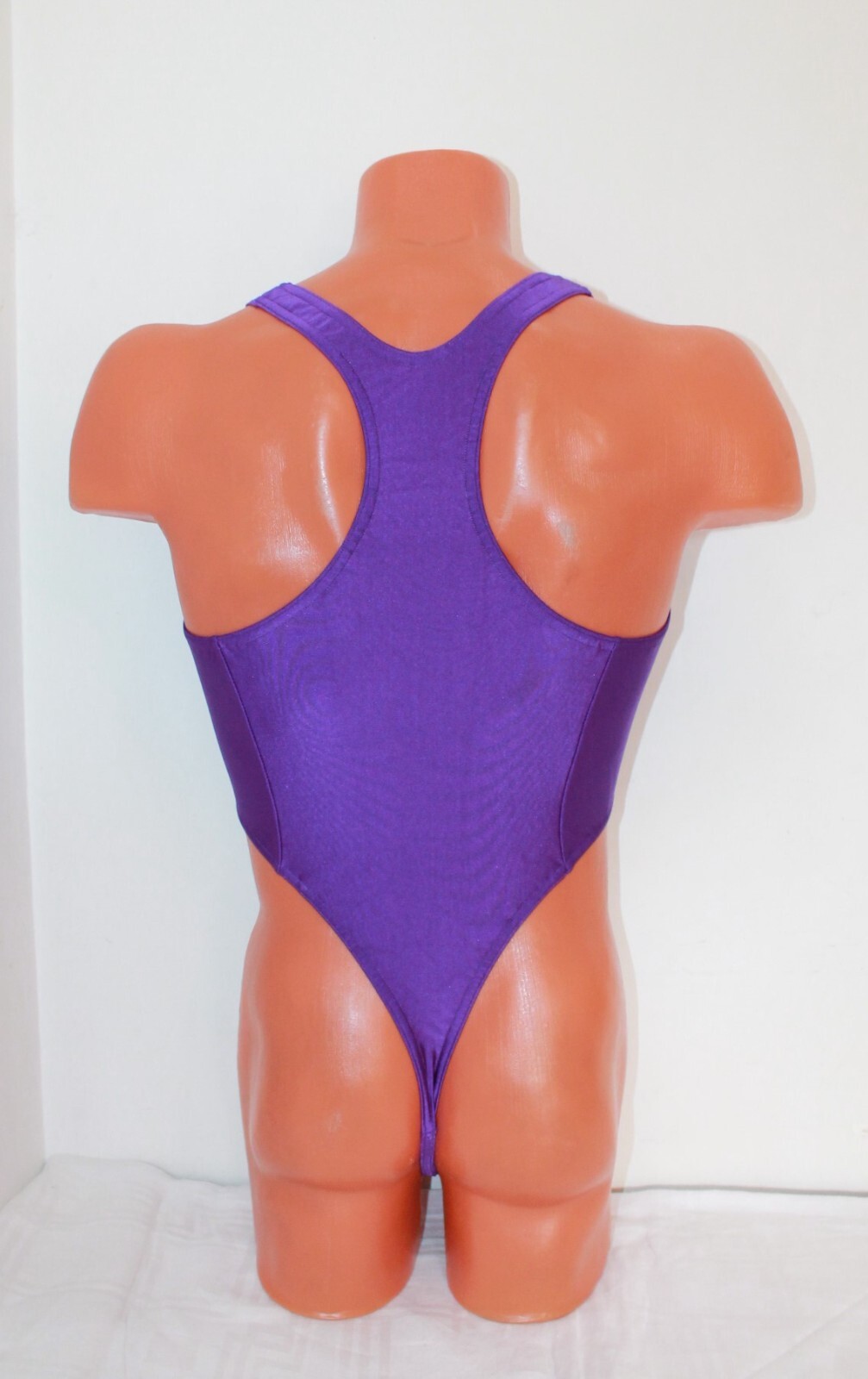 Men Thong Leotard 152-53 Hole Crotch Purple Spandex Size M