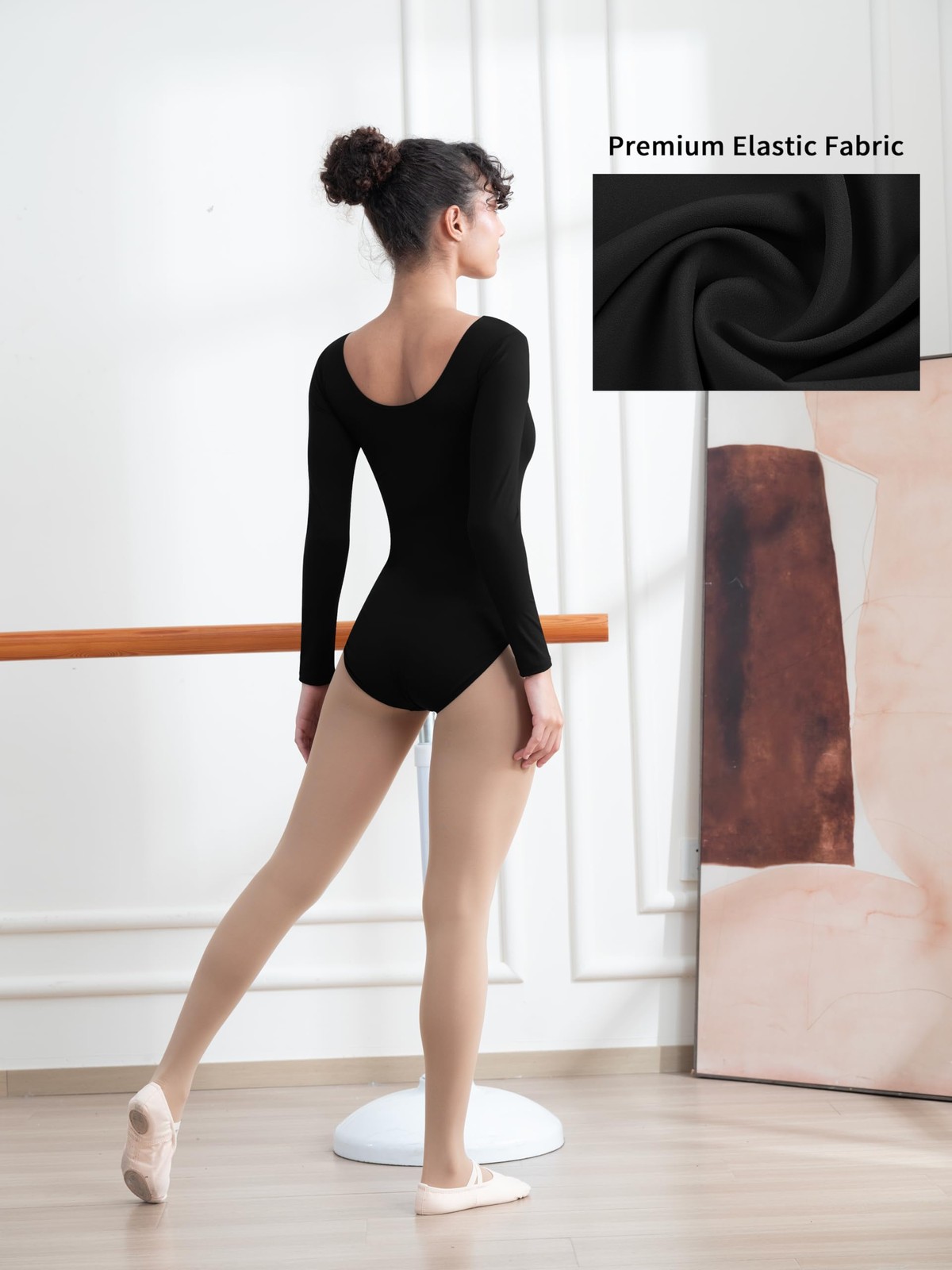 Women Long Sleeve Dance leotards for Ballet Adult lady Train top(4028-S-06)
