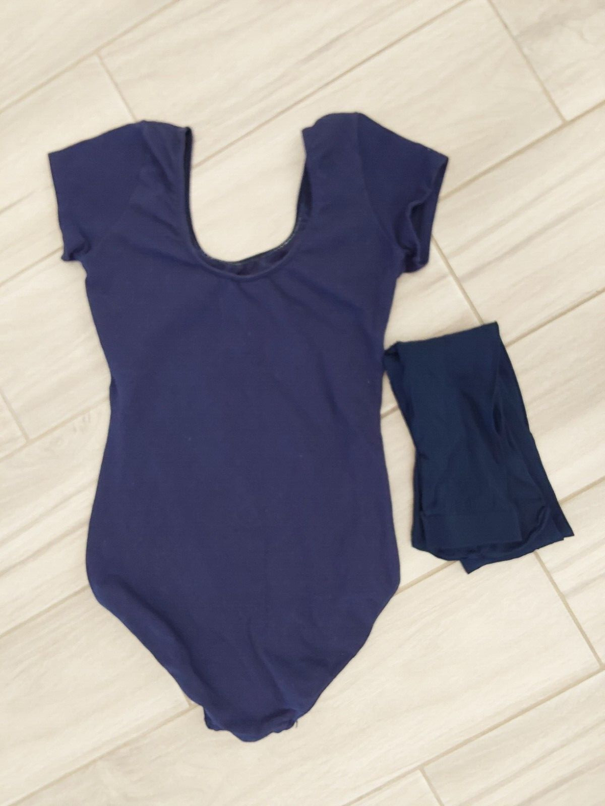 Bill Blass Vintage Navy Blue Short Sleeve Scoop Neck Leotard/Tights. Size S