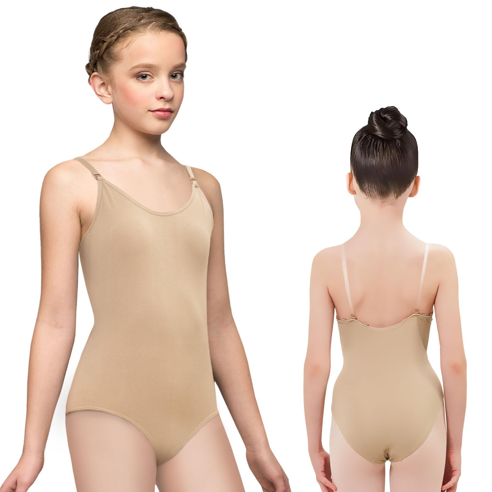 iMuchic Girls Nude Leotard Seamless Camisole Leotards Medium, Beige