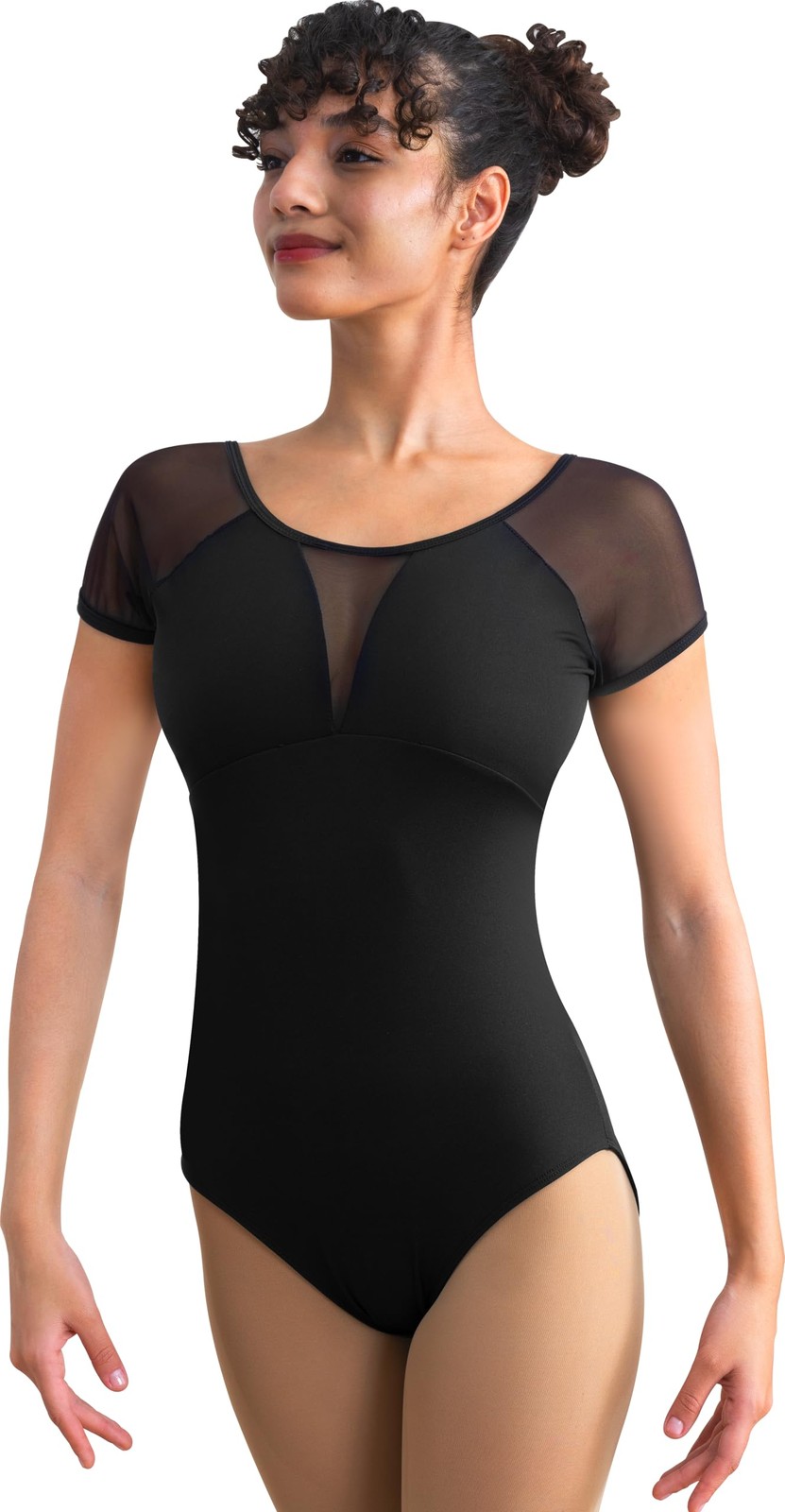 Women Dance leotard Short Sleeve Mesh Ballet Wear Scoop Back,Chest Lining(237…