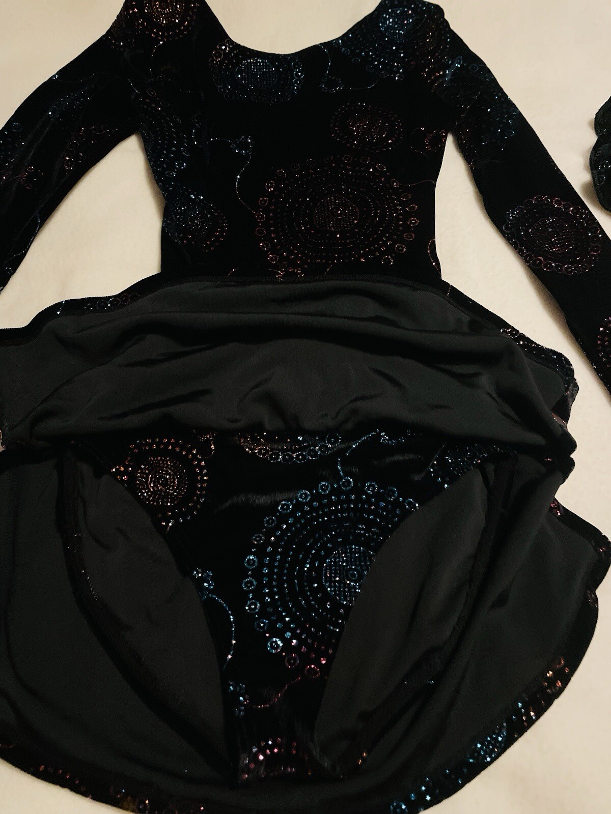 Mondor Glitter Black Multicolor Kids Dance Figure Skating Leotard