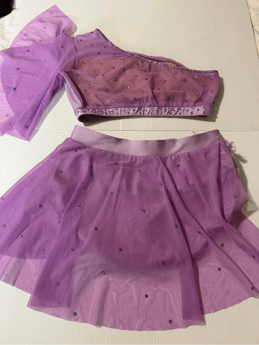 Patrick J designs solo custom dance costume 2 piece lavender purple fara MA adul