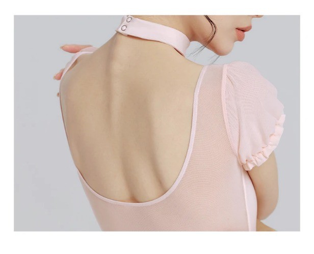 Woman Ballet Leotards Printed Dance Leotard Sleeve Ballet Elegant Mesh Splice