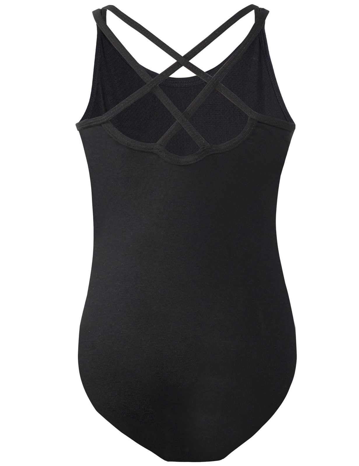 LingTing Ballet Leotards for Girls Black Double Strap 10-12 Years,