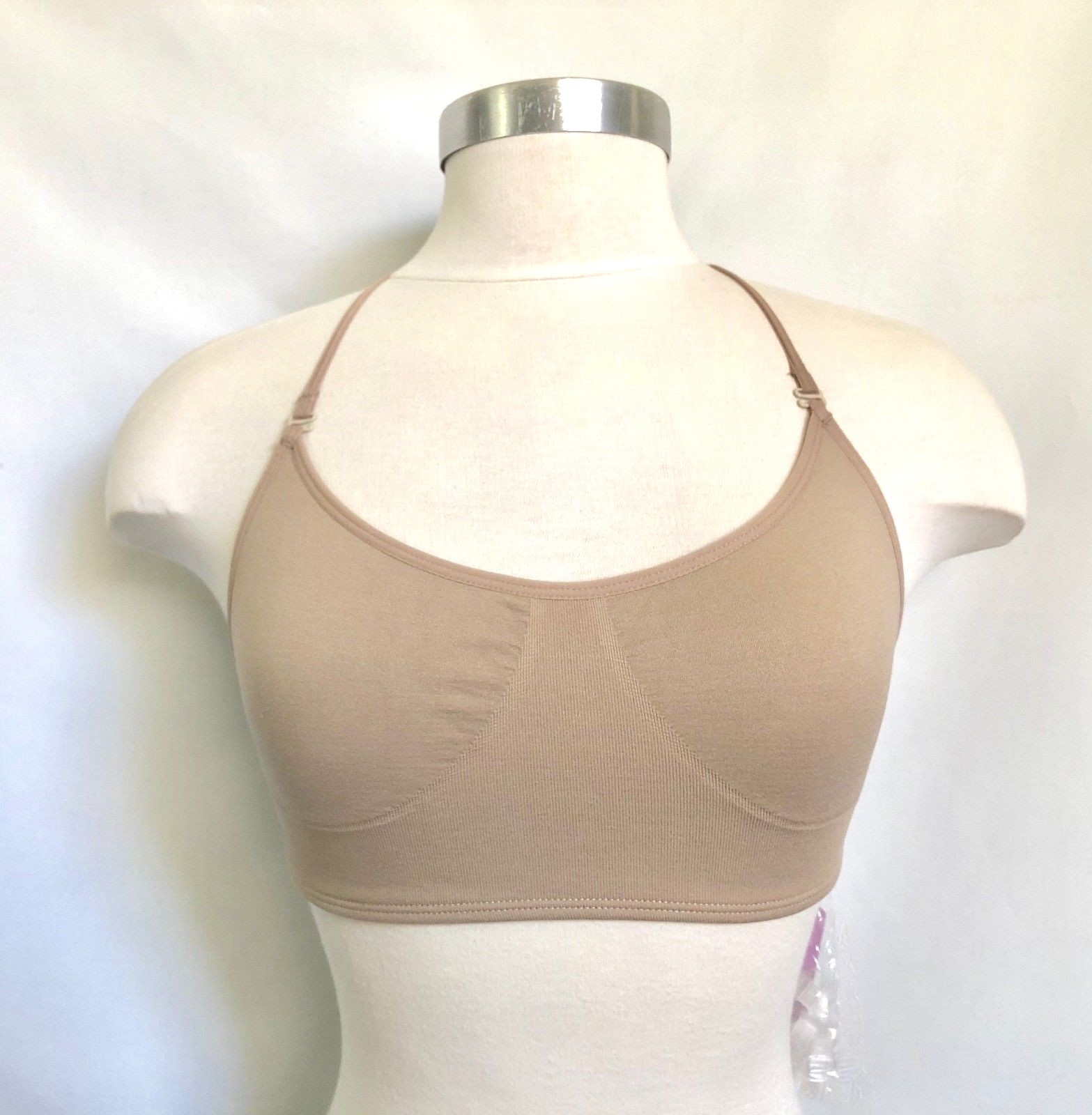 Basic Moves Nude Seamless Bra w/ Clear Back & Convert Straps, Adult Size XL, NWT