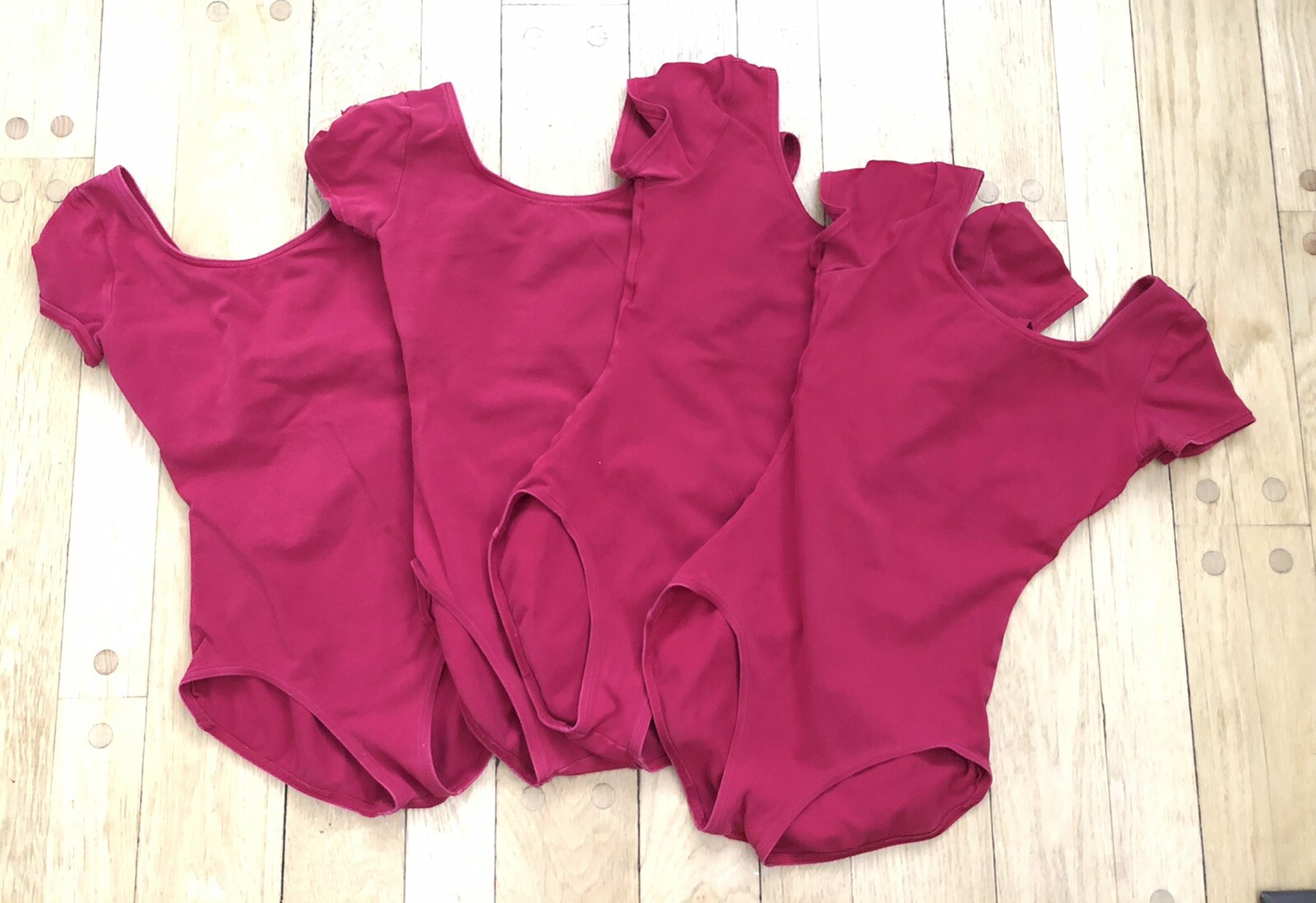 4 Capezio cap-sleeve leotards style #CC400C – Color: Garnet; Size: Adult Small