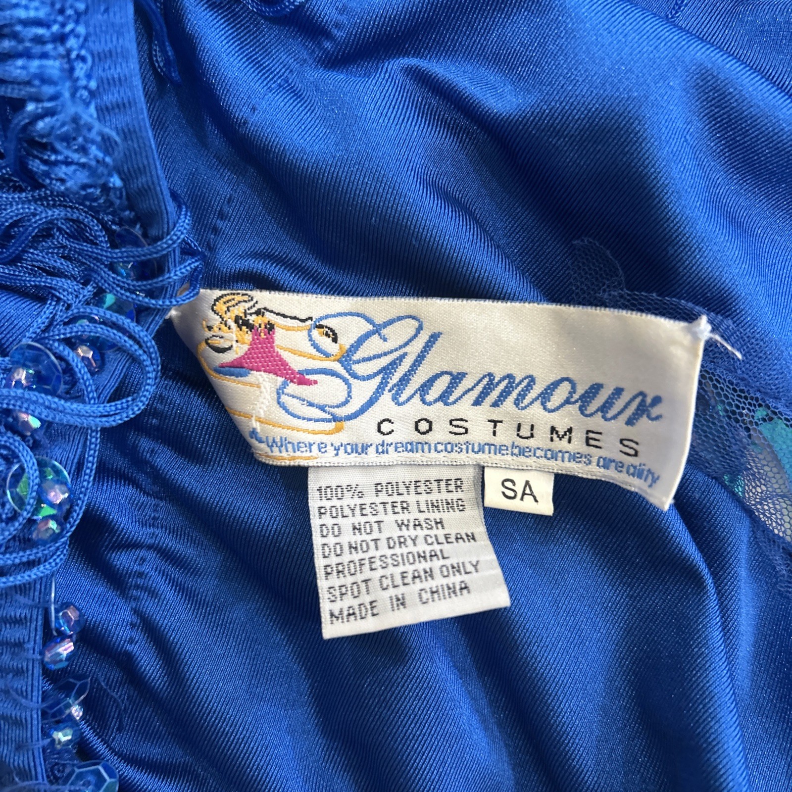 Glamour Costumes Dance Costume Beaded Blue ballroom Size SA Adult Sexy Glitter